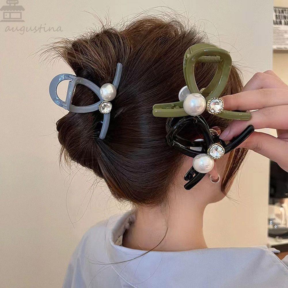 Klip Agustina Hair Grab, Diamond Cross Hair Claw, Klip Hiu Akrilik Simple Untuk Hadiah