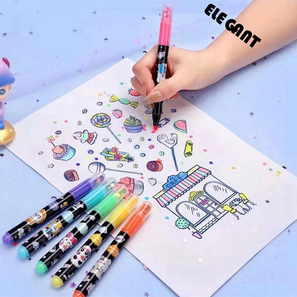 【 ELEGANT 】 Stabilo Pulpen Diary Kreativitas Alat Tulis Perlengkapan Kantor Tinta Pigmen Berbentuk Bintang Anak-Anak Lukisan Pena Liner Art Spidol Tangan Akun Pena Seni Spidol