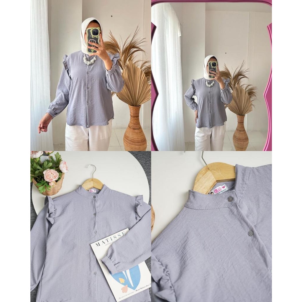 BEFAST - ZFS OOTD WANITA INA / LYODRA CUTE RUFFLE TOP / Atasan Wanita Lengan Panjang / Fashion kekinian Remaja ABG Trendy / Blouse Polos Formal / Outfit Daily Wnaita Hijab Kerja / Pakaian Remaja ABG Terlaris