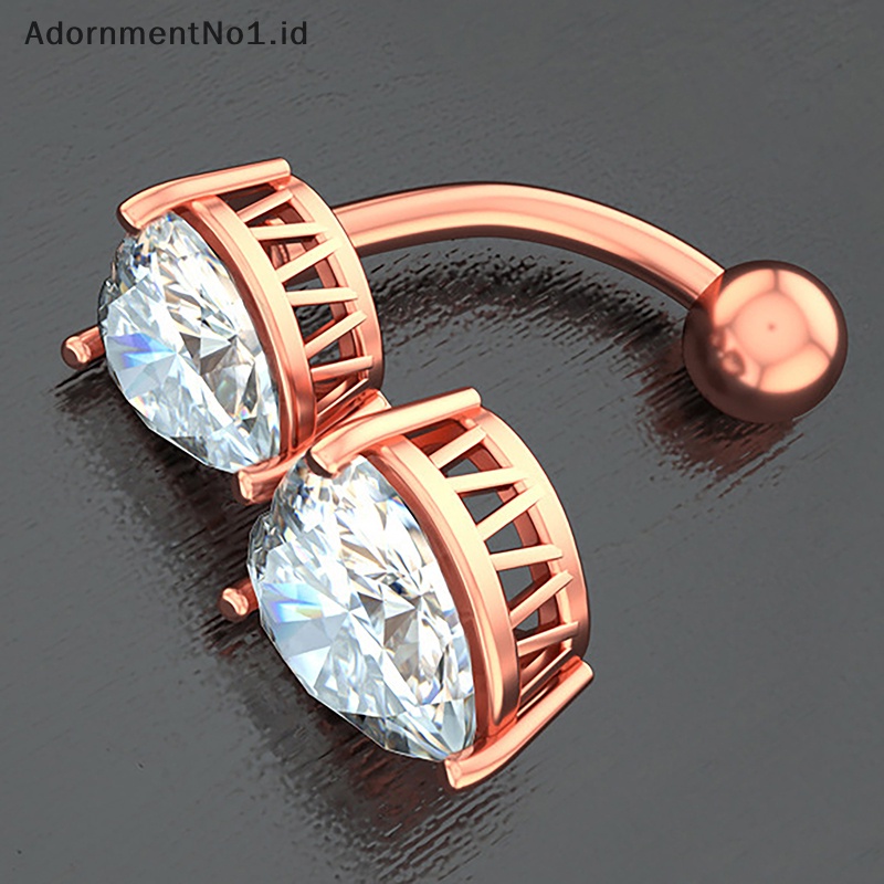 [AdornmentNo1] Fashion cinta hati zirkon cincin kancing perut cincin pusar Sexy perhiasan tubuh untuk wanita pusar