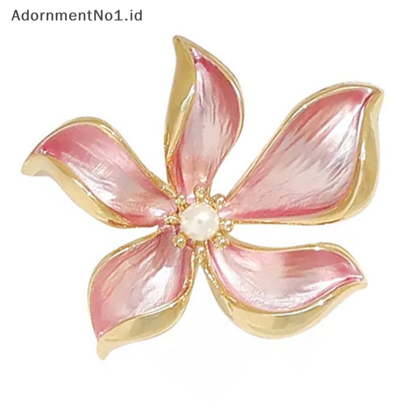 [AdornmentNo1] Bunga Pink Retro warna emas bros Fashion mutiara kerah Pin jas korsase untuk wanita aksesoris pakaian hadiah ulang tahun