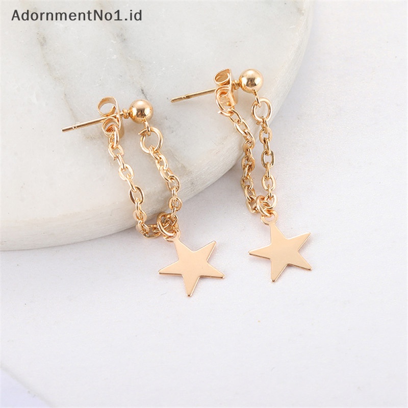 [AdornmentNo1] Punk kuba Link rantai Stud Earrings untuk Fashion wanita warna emas batu perhiasan hadiah anting tren