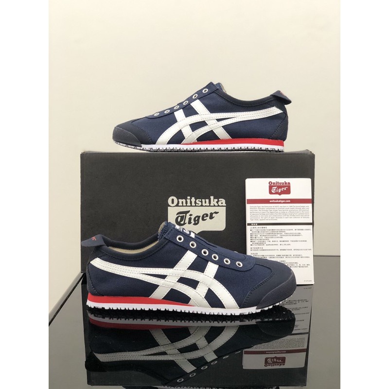 Sepatu Onitsuka Tiger Slip On Navy White Red Free Paperbag