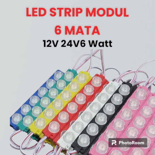 Lampu LED Modul Module COB 6 Titik 6 Watt 6 Mata Besar 1x6 Bak Putih Merah Hijau Kuning Biru Pink 12V 24V Variasi Motor Mobil Pick Up Fuso Neon BoxSMD 13620 12 24V Waterproof