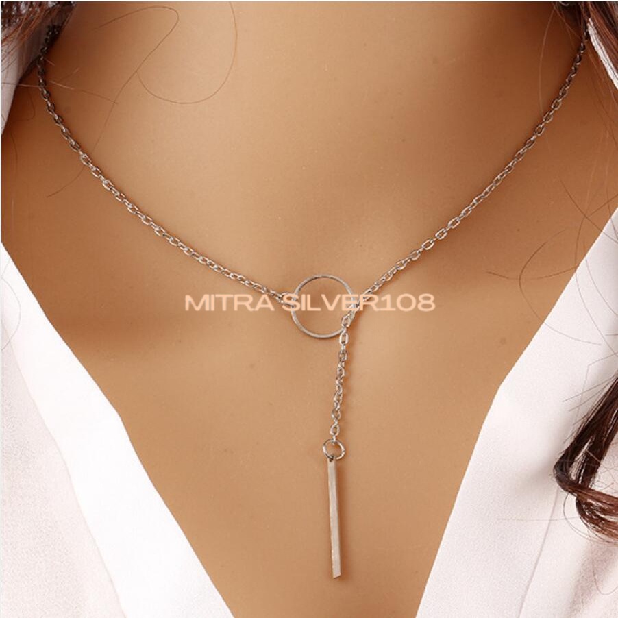 Kalung Rantai Panjang Wanita Fashion Korea Sederhana Simple Lingkaran Logam Paragraf Pendek Gaya Eropa Warna Gold Silver Necklace Aksesoris Impor NL 06