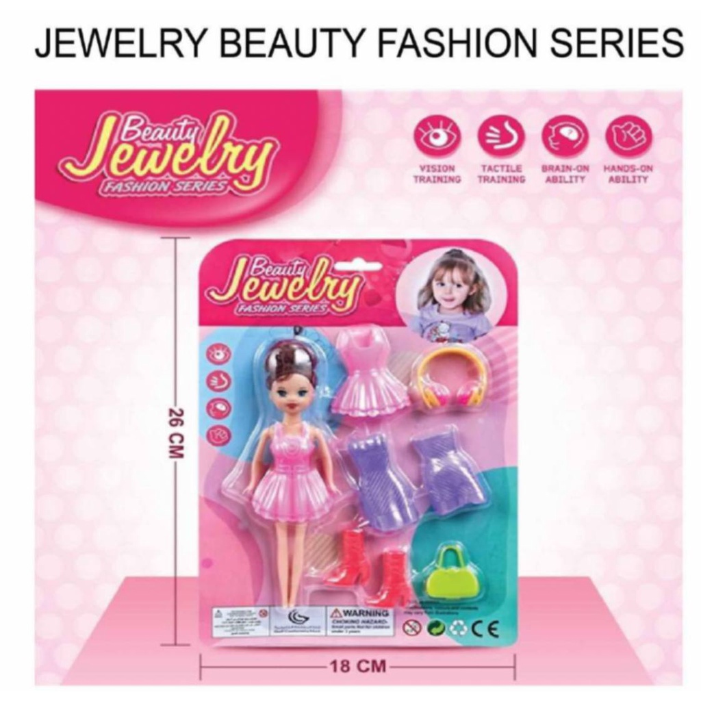 Mainan boneka Barbie Anak Beauty Jewelry Fashion Set