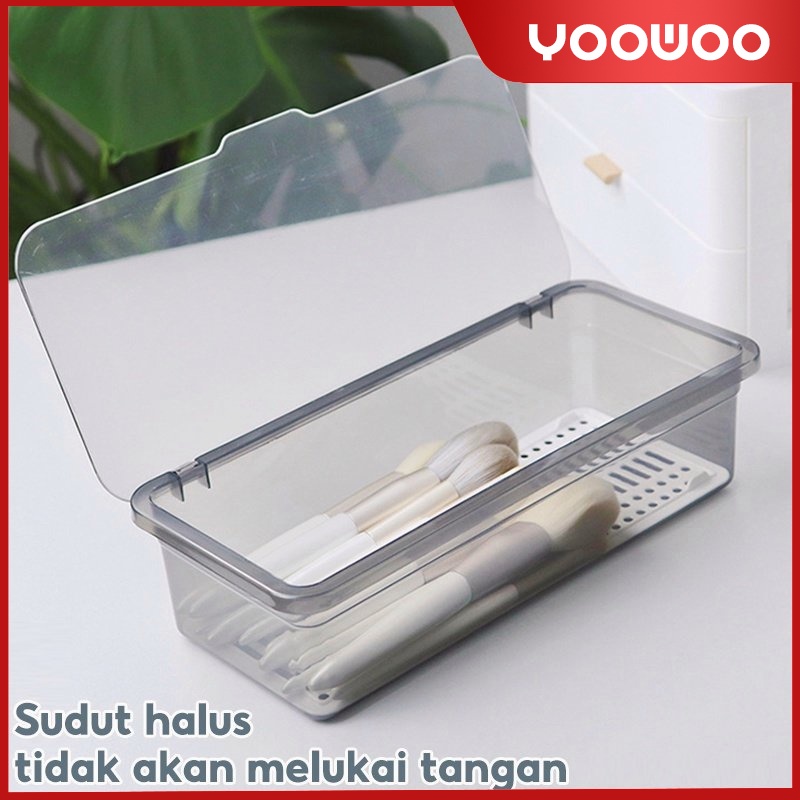 Kotak penyimpanan kuas kosmetik / Transparan dan tahan debu / Kotak penyimpanan kosmetik berkapasitas besar