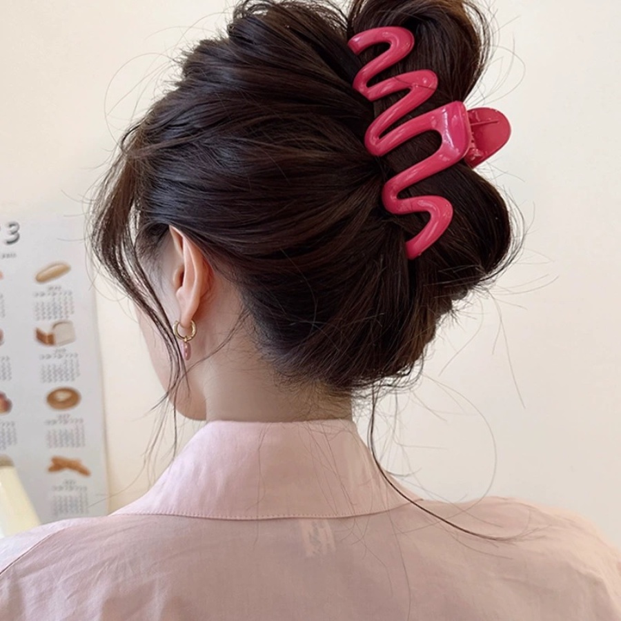 Korean Plastic Wave Hollow Hair Clip Ponytail Clip Woman Versatile Colorful Hairpin Hair Accessories