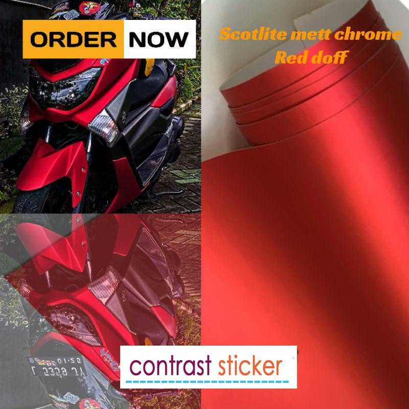 Stiker skotlet motor metalik krom doff merah stiker scotlite motor scotlet motor doff
