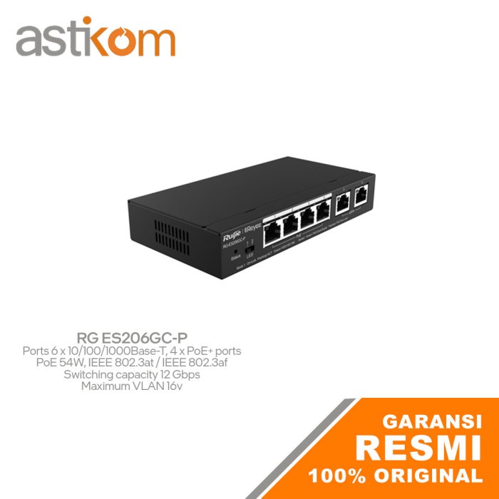 Ruijie Reyee RG ES206GC-P 6-Port Gigabit Cloud Managed GE POE Switch