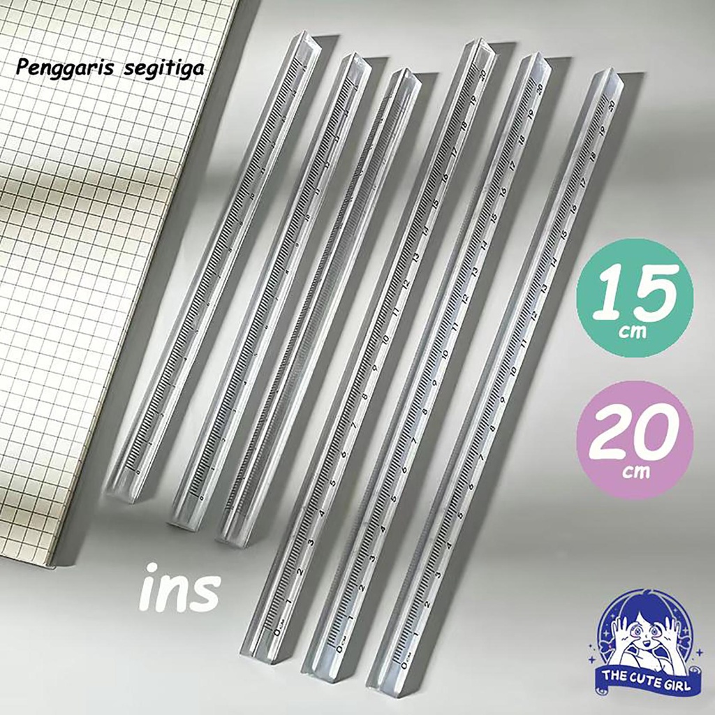 Transparent Triangle Ruler/ Penggaris Segitiga Transparan 15cm &amp; 20cm - Stazionario