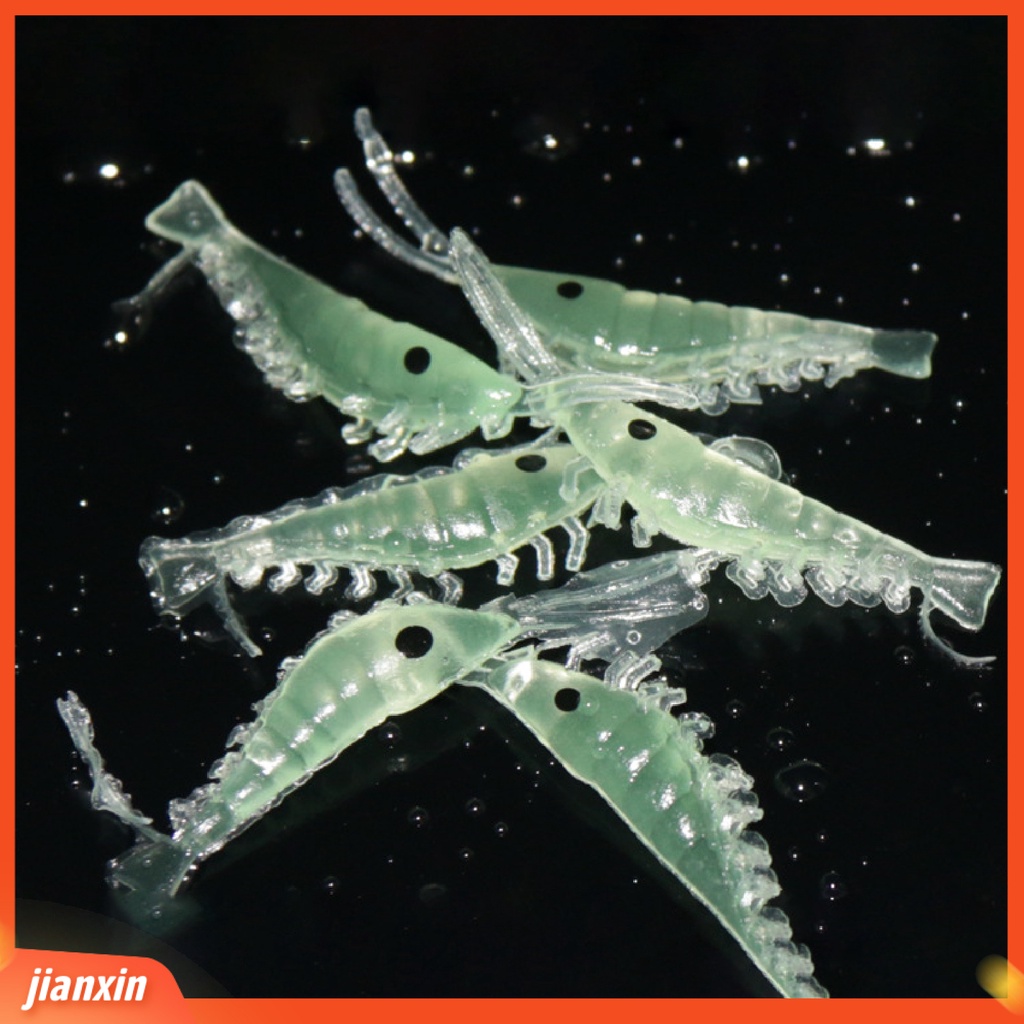 (In Stock) 50Pcs Umpan Pancing Simulasi Luminous Silikon Air Asin Air Tawar Udang Lures Untuk Nelayan