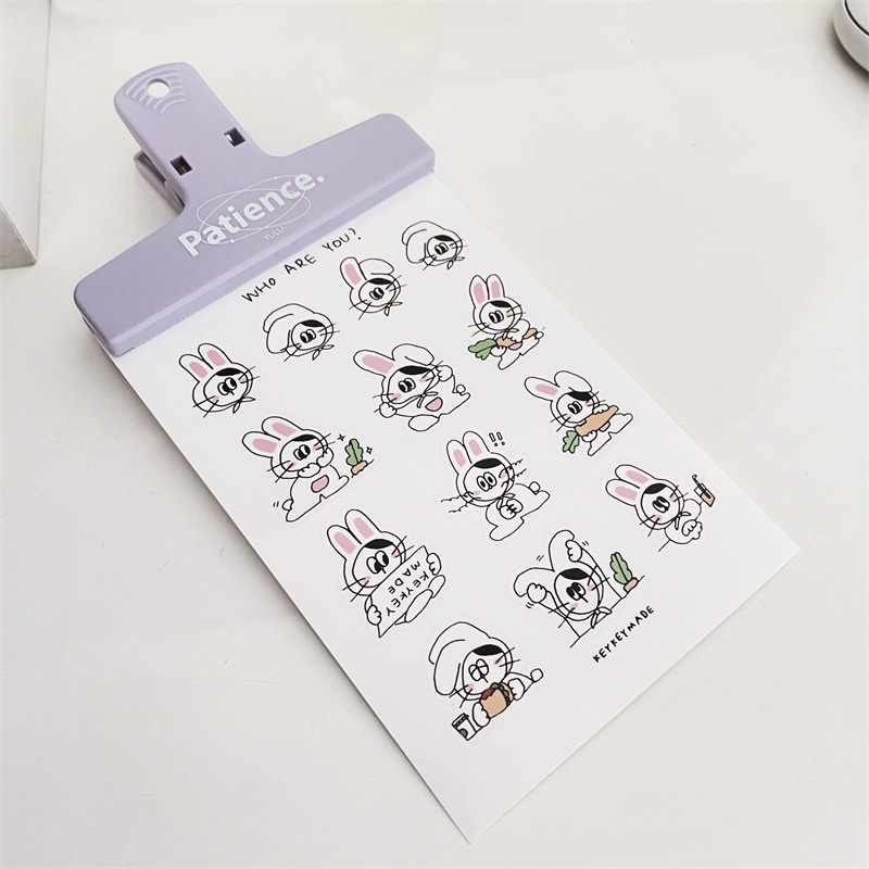 Ins Style Kartun Stiker Cinta Kelinci Kucing Jurnal Lucu Sealing Stickers