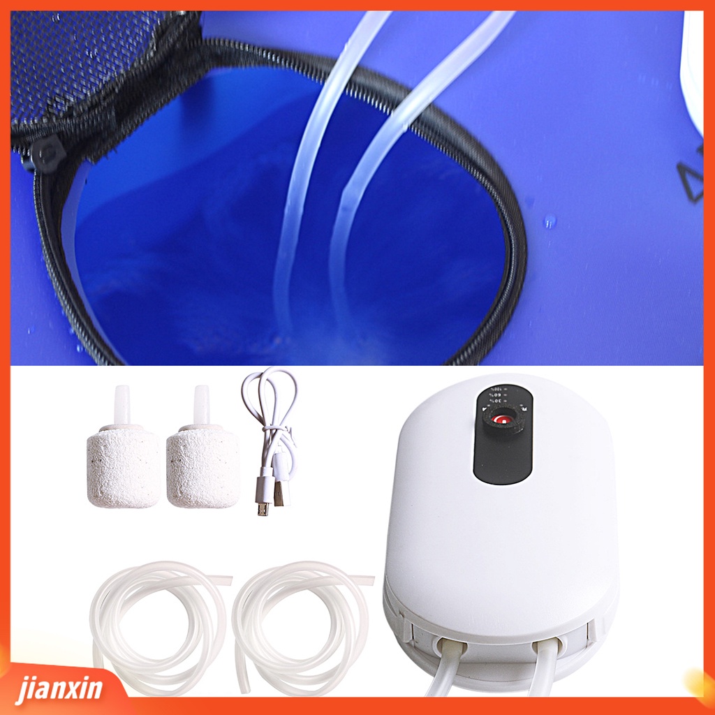 (In Stock) 1set Pompa Oksigen Shockproof Noise Reduction ABS Teknik Plastik AC/DC Penggunaan Ganda Tabung Ganda Pompa Oksigen Untuk Rumah