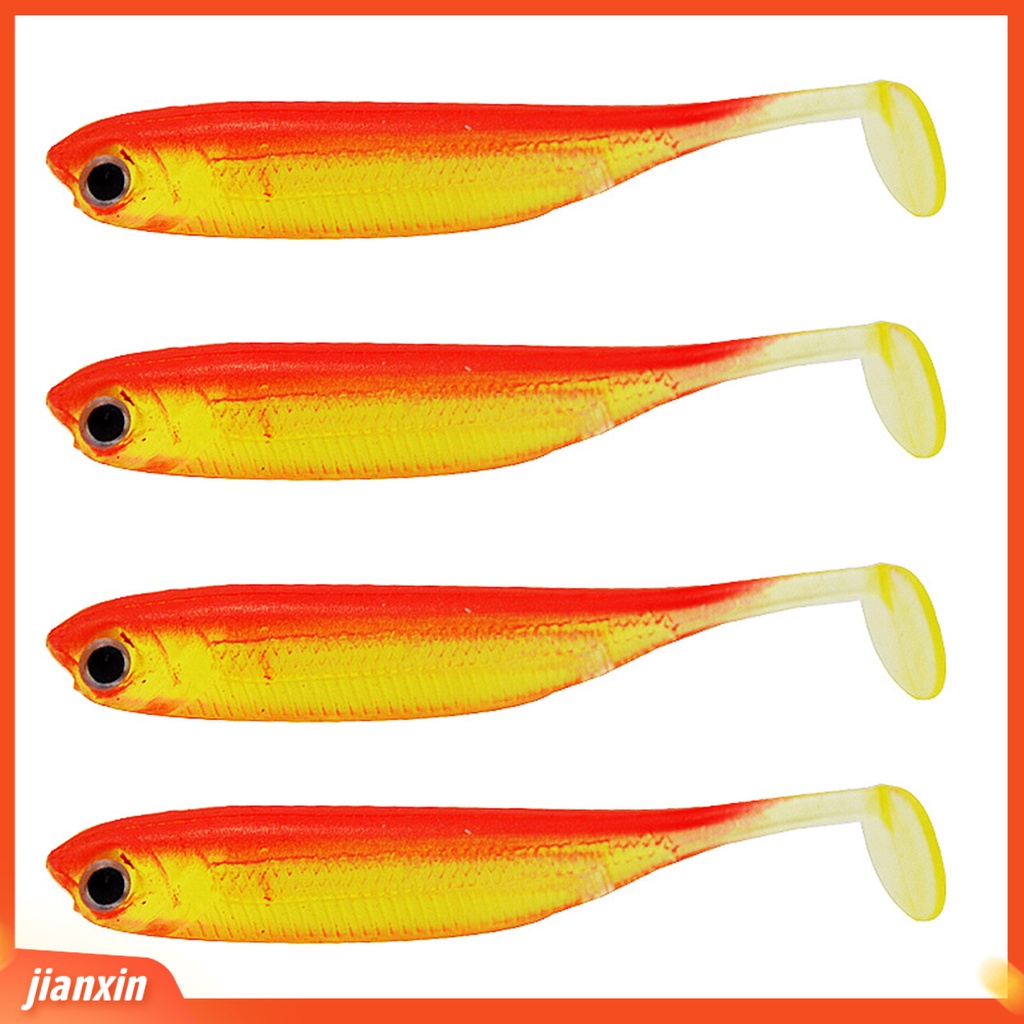 (In Stock) 4 Pcs Umpan Pancing Simulasi Realistis Mata Ikan Buatan Tangan Anti Putus Angling PVC T Ekor Berongga Umpan Pancing Aksesoris