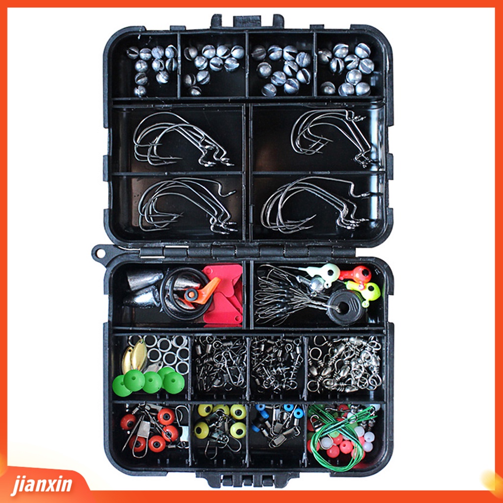 (In Stock) 191Pcs /Set Kait Umpan Pancing Aksesori Tackle Kit Tools Box Untuk Angling