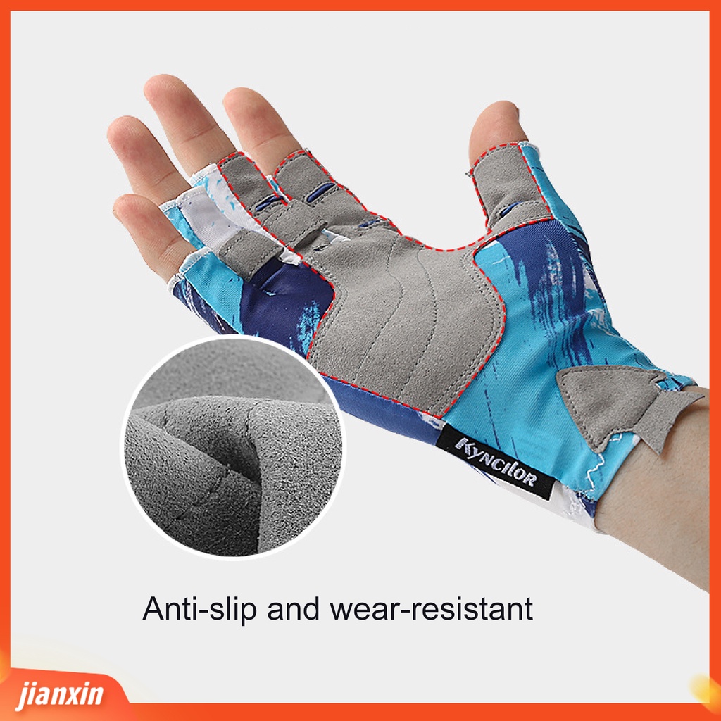 (In Stock) 1pasang Sarung Tangan Fingerless Luar Ruangan Musim Panas Perlindungan Matahari Ultra-Tipis Non-Slip Untuk Memancing Camping Bersepeda