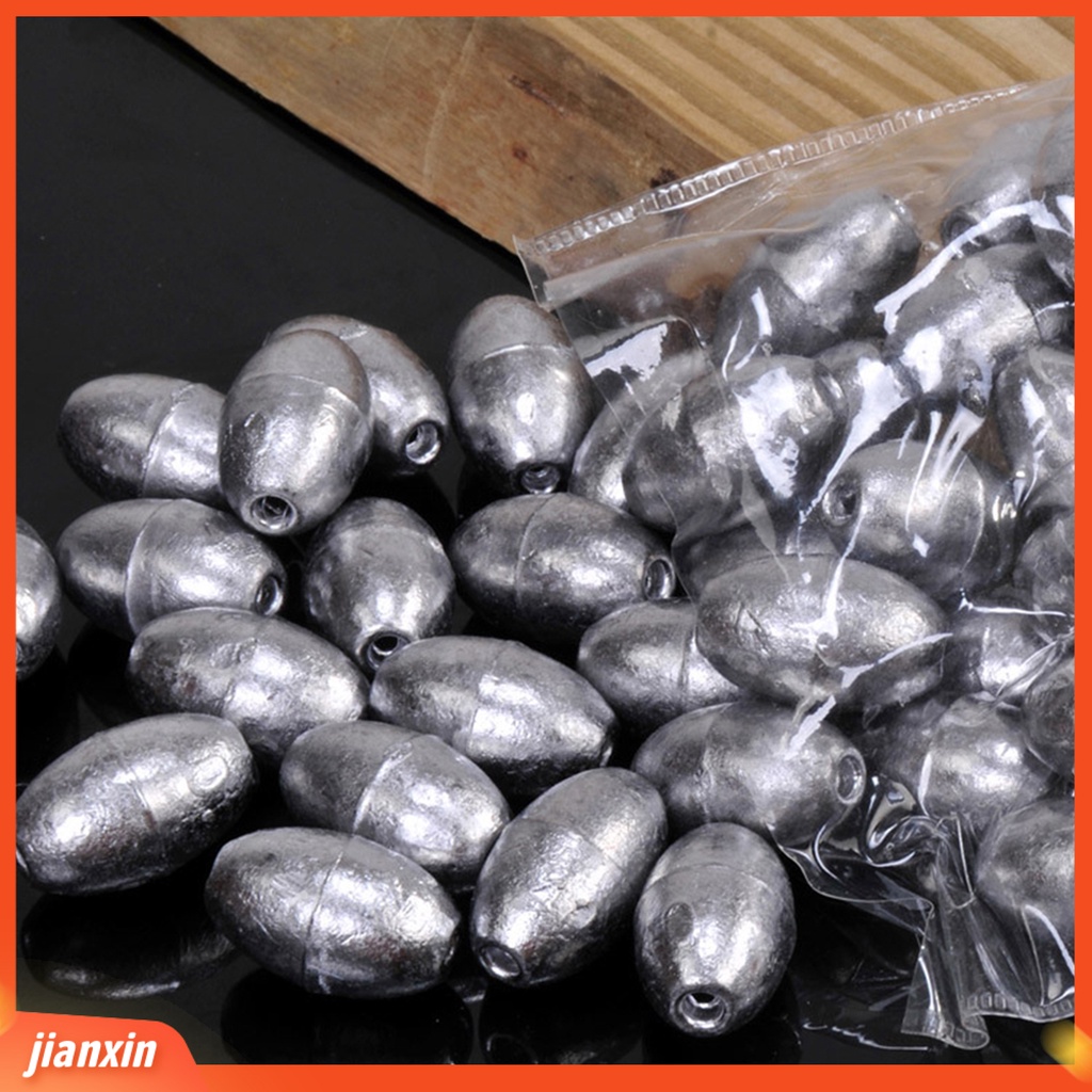 (In Stock) 100Pcs Berat Timah Tahan Abrasi Bentuk Olive Memimpin Sinker Memancing Tahan Lama Untuk Air Tawar