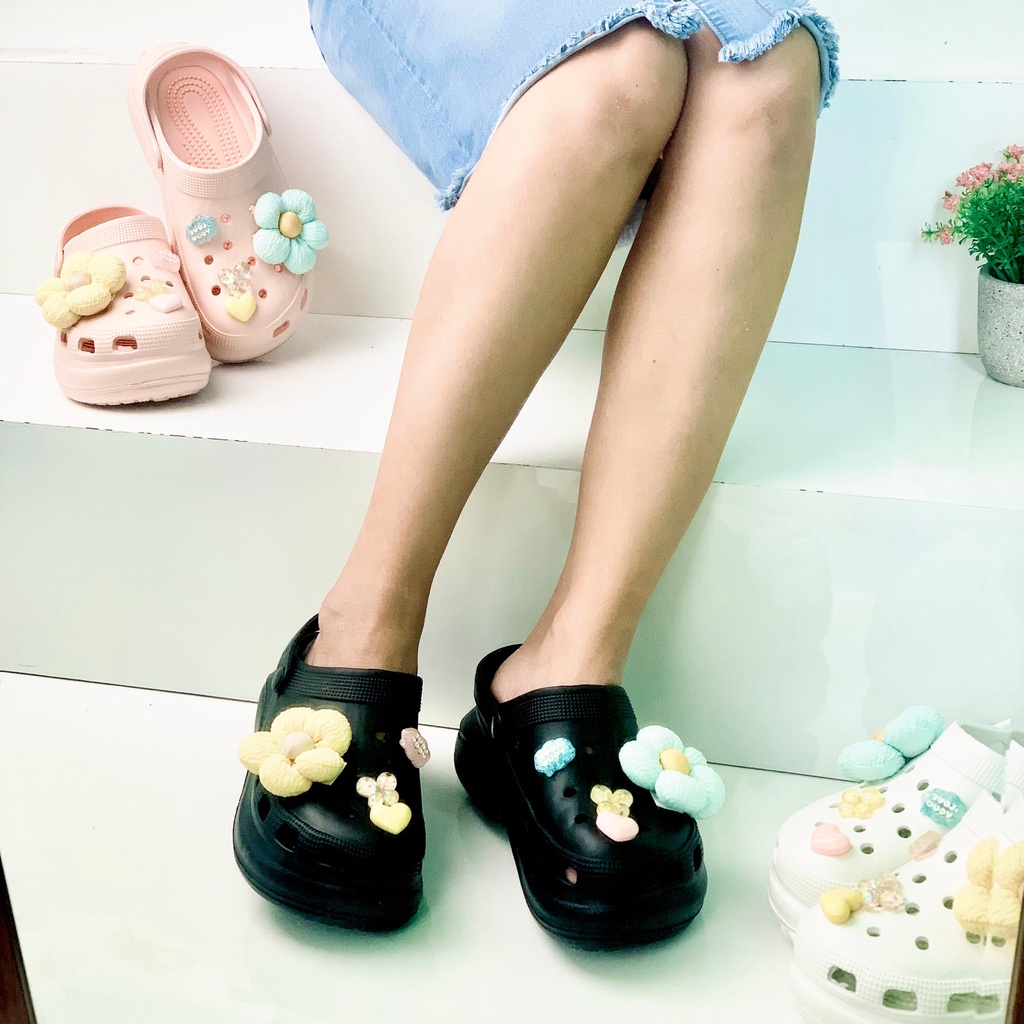 SANDAL WANITA IMPORT CUTE FLOWER SI010 SENDAL CROCS PREMIUM