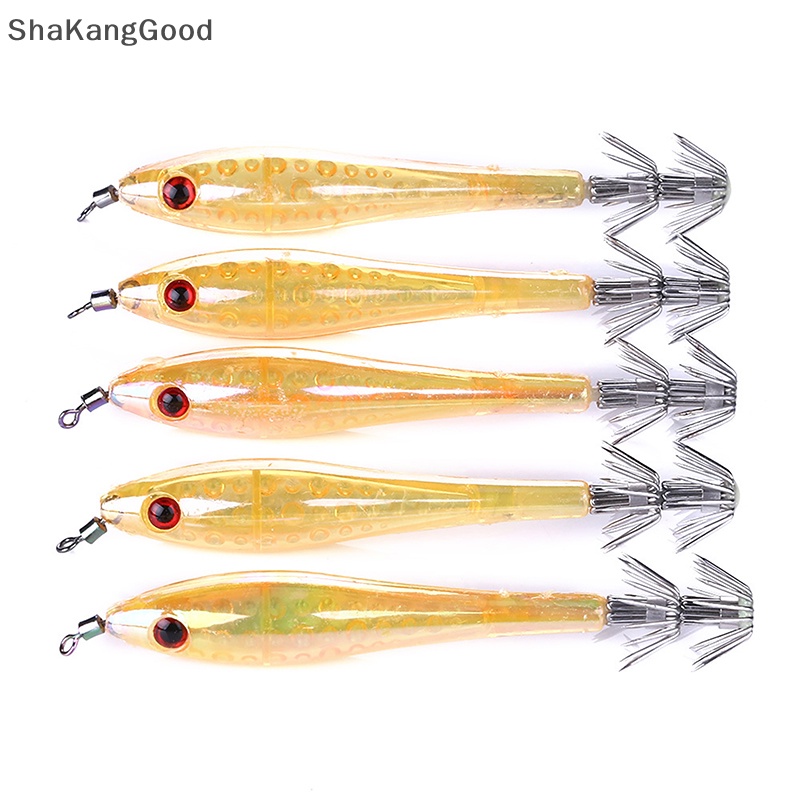 Skid 5pcs /set 9.5cm /6g Noctilucent Umpan Pancing Menangkap Umpan Keras Udang Udang Fishing Tackle Sea Fishing Squid Lures SKK