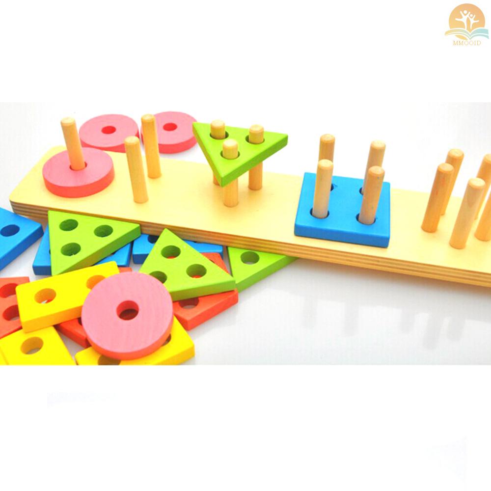 In Stock Mainan Kolom Geometris Kayu Bentuk Blok Sortir Warna Alat Belajar Edukasi Dini Untuk Anak Balita Paud Paud