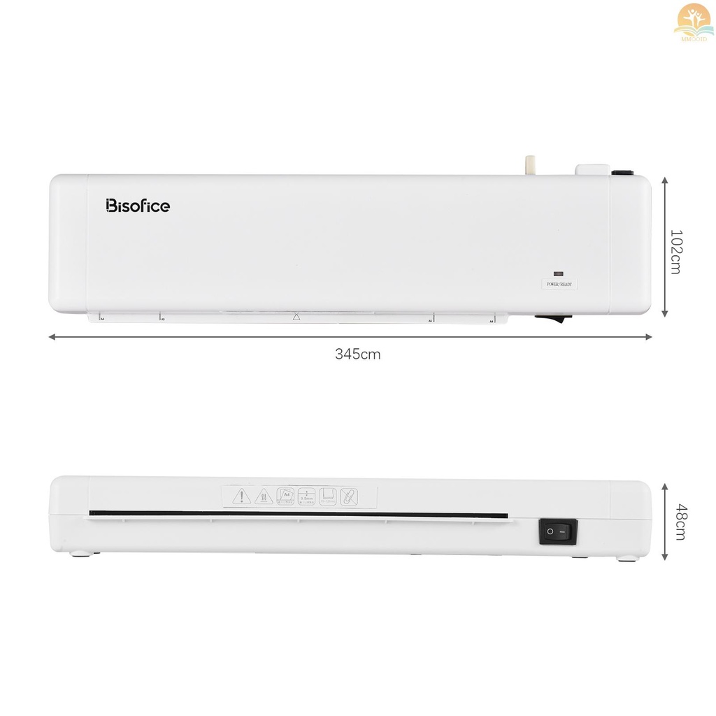 In Stock Bisofice Mesin Laminator Desktop Ukuran A4 Laminasi Panas 2 Sistem Rol Lebar 230mm Pemanasan Cepat Cocok Untuk 75~125mic Pouch Untuk Perlengkapan Rumah Kantor Sekolah