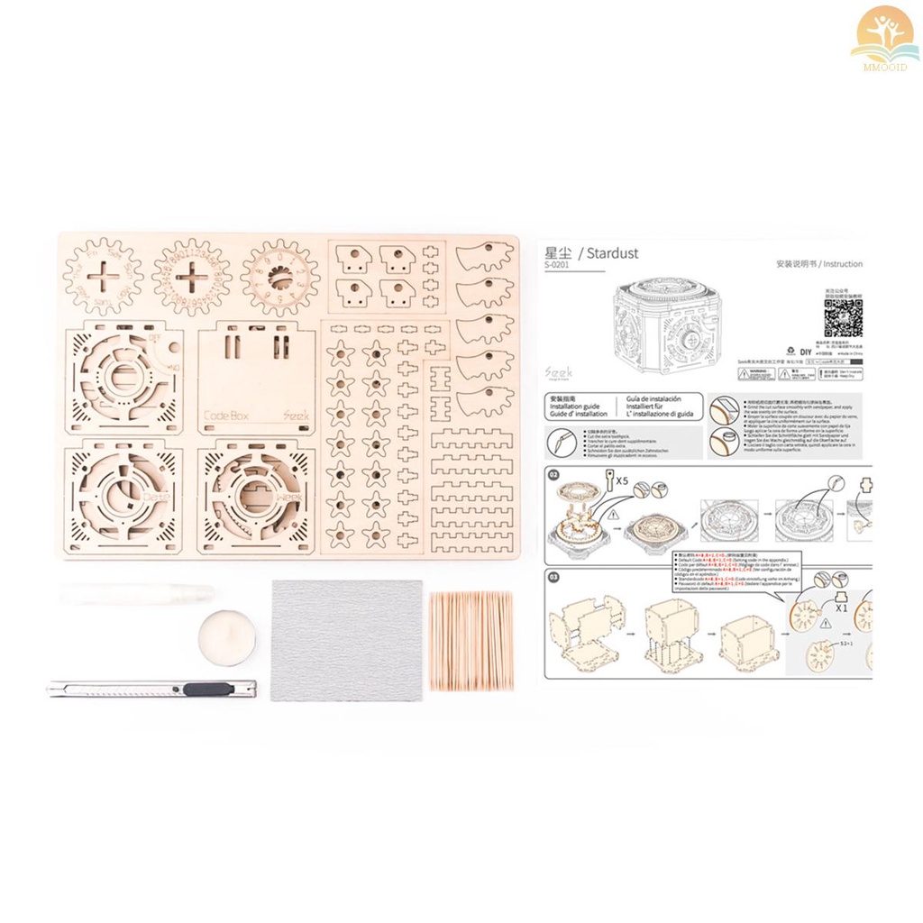 In Stock Rakit Sendiri Puzzle Kayu Password Treasure Box Mekanik 3D Puzzle Kit DIY Kerajinan Mainan Alat Edukasi Ulang Tahun Hadiah Liburan Natal Dekorasi Meja Untuk Dewasa Tee