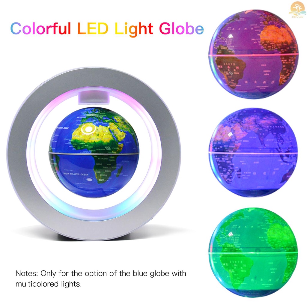 In Stock Bola Dunia Mengambang Dengan Lampu LED Berubah Warna 6inci Levitation Magnetik Berputar Peta Dunia Dengan Dasar Cahaya Multicolor Kreatif Anti Gravitasi Globe Lampu Untuk Anak G