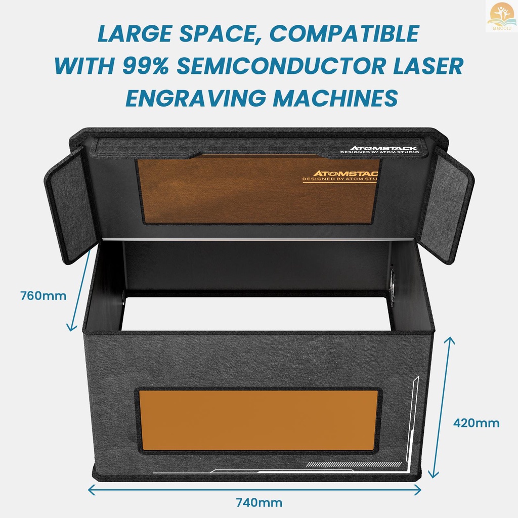 In Stock ATOMSTACK Laser Engraver Closure with Vent Foldable Cover Pelindung Aman Tahan Api Debu Asap Knalpot Dipanjangkan Pipa Asap Pelindung Mata 700x700x460mm Ukuran Besar Co