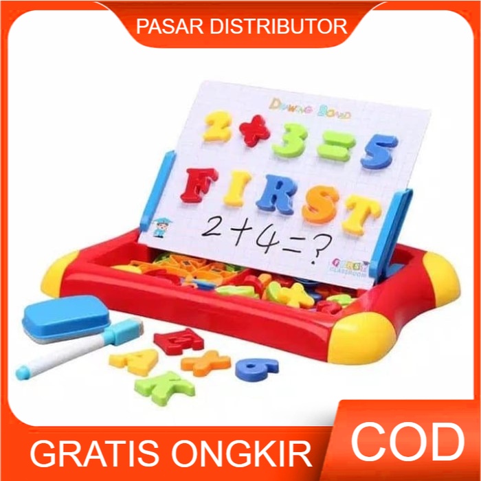 Mainan Edukasi Drawing Board Magnetic Learning Case 2 in 1 Papan Tulis - Papan Tulis Magnet