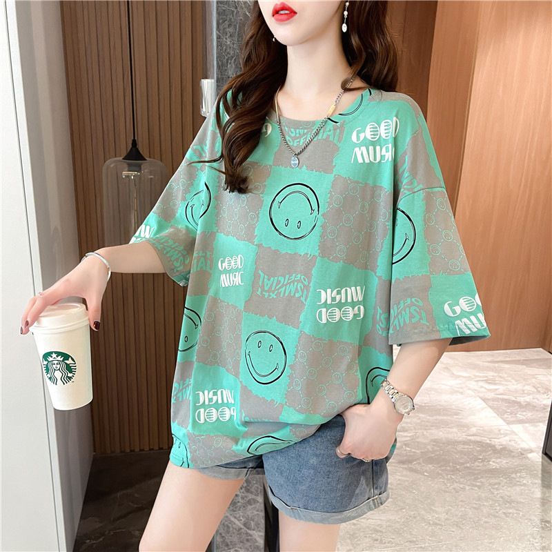 THISTLE - Oversize Tee Tshirt Wanita Model Longgar Motif Good Music Smiley NEW