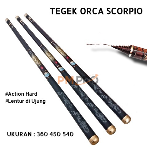 Joran Pancing Tegek Carbon Orca Scorpio 360 450 540 Original Ringan Kaku Kuat Gratis Ongkir
