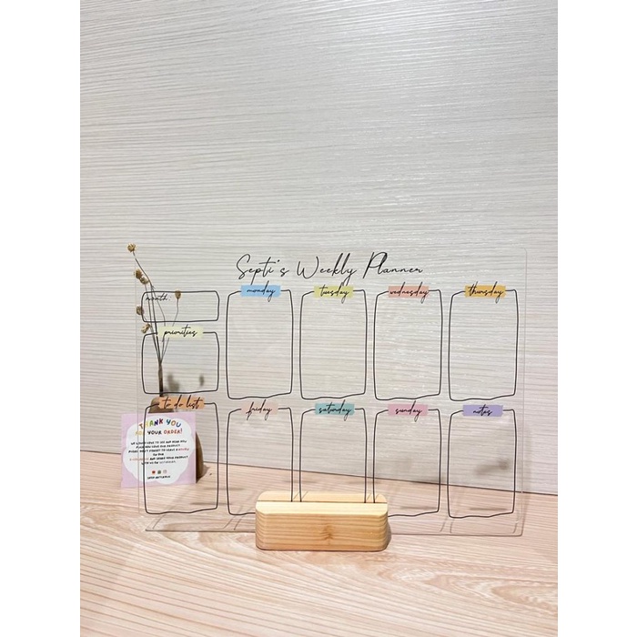 

✨BISA COD✨ -(Gantung) Custom Acrylic Weekly Planner / To do List / Monthly Planner - A3 = 30 x 42, Weekly C