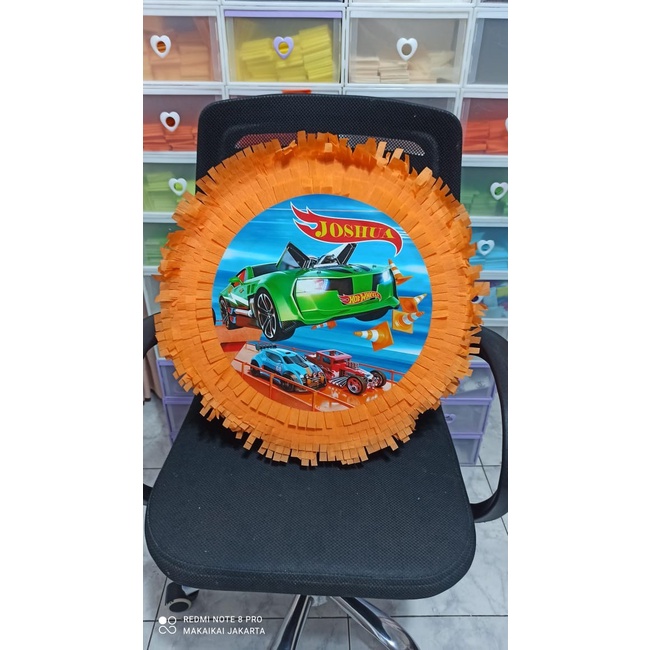 

Pinata bulat Hot Wheels diameter 40cm bisa custom gambar