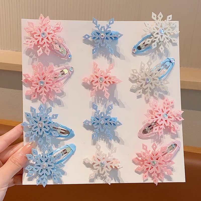 2pcs Snowflake Wanita Kristal Berlian Imitasi Hair Pin Klip Jepit Rambut Barrette2023