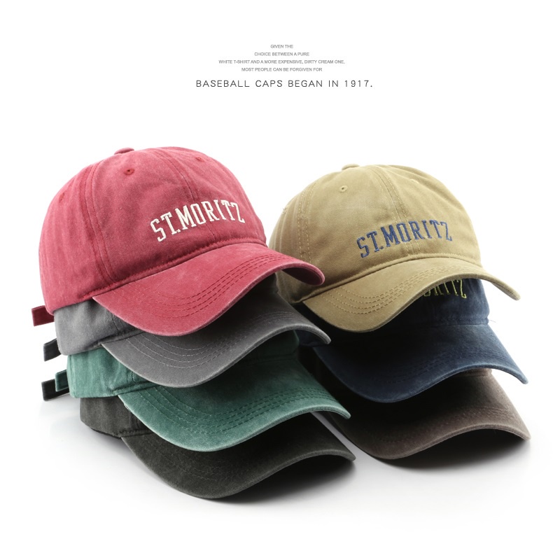 Baseball Cap Unisex Casual Import Bordir Premium Original ST.MORITZ Model Wash