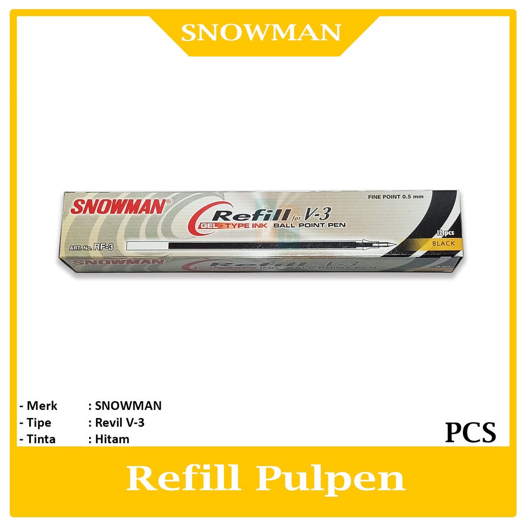 

SNOWMAN - Refill Pulpen V-3 Hitam - Lusin