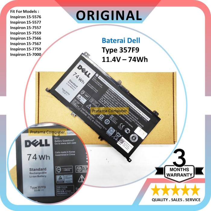 Baterai Dell Inspiron 15 7000 7566 7567 7557 7559 71JF4 357F9 Original