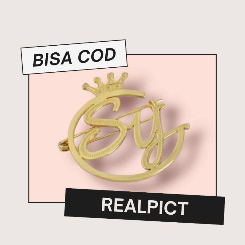 Promo Promo Perhiasan BROS NAMA LAPIS EMAS VARIASI BUNGA EKSAN GRAFIR / NAMA DADA / BROS DADA 24k Mu