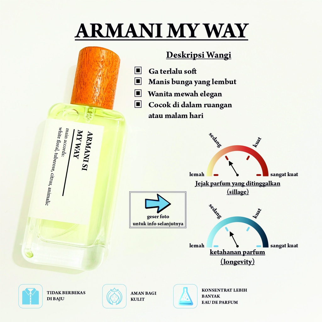FWT - INspired PARFUM BANDUNG ARMANI SI MY WAY SUPER PREMIUM Unisex Pria Wanita Minyak Wangi Tahan L