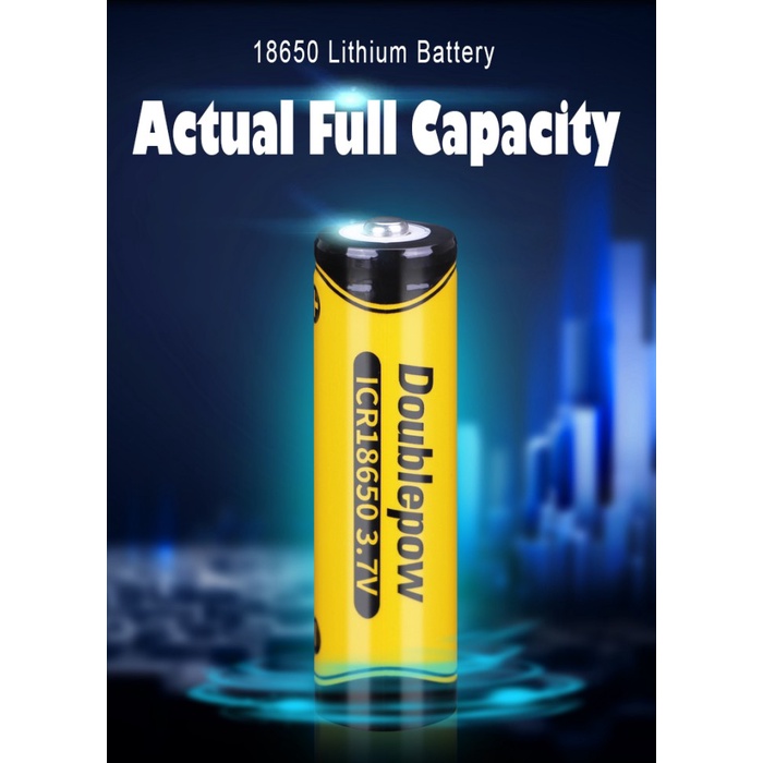 Baterai Doublepow isi Ulang Recharge 18650 Top Button 1200Mah