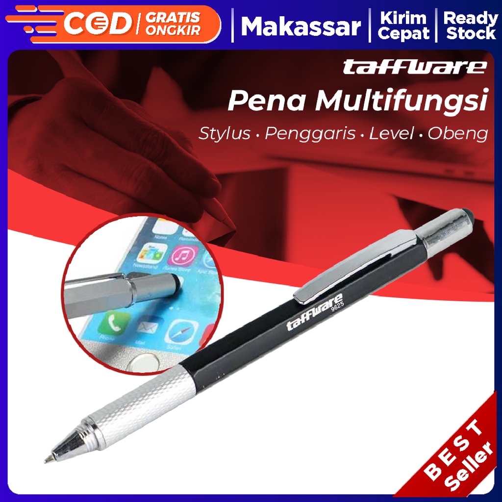 

Pena Multifungsi Plastik Stylus + Penggaris + Level + Obeng