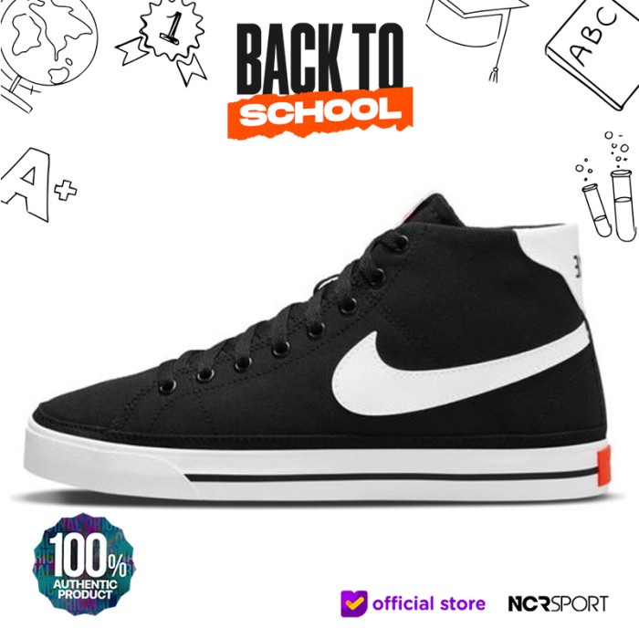 SEPATU SNEAKERS NIKE ORIGINAL COURT LEGACY CANVAS MID BLACK DD0161-00 - 7.5~(38.5)