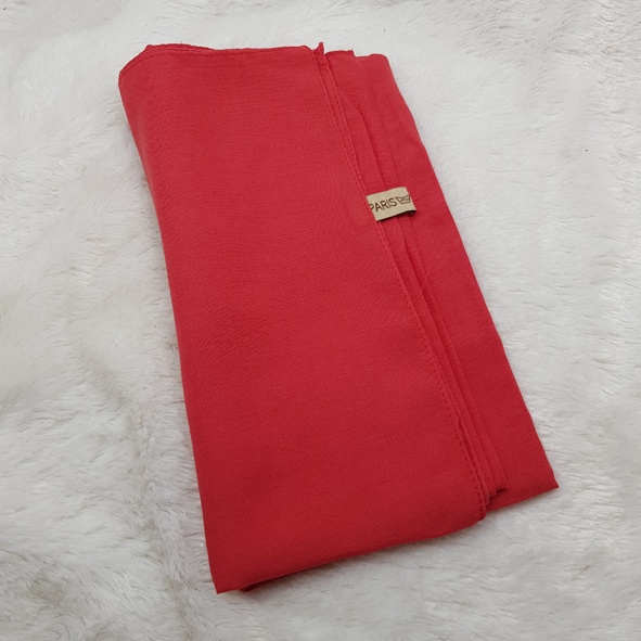 kerudung jilbab segi empat bahan PARIS VOAL PREMIUM anti letoy bisa untuk sekolah warna merah cabe