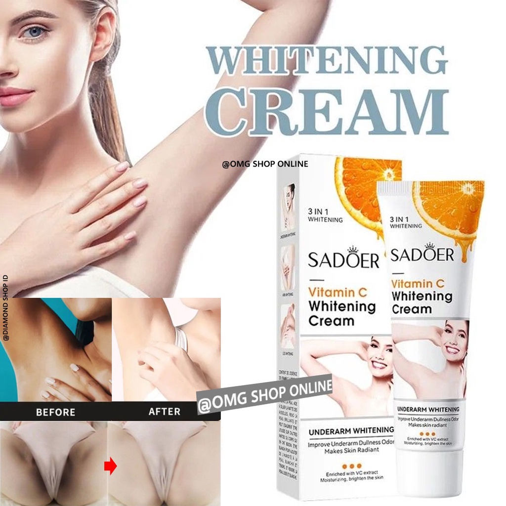 Termurah !!! Sadoer Vitamin C Whitening Cream Underarm 50 Gr / Krim Pemutih Ketiak Alami Pemutih Badan Pantat Pemutih Selangkangan Permanen Lebih Cepat / Cream Pemutih Leher Pencerah Sikut Krim Pencerah Bokong Penghilang Lipatan Ketiak Krim Ketiak Hitam