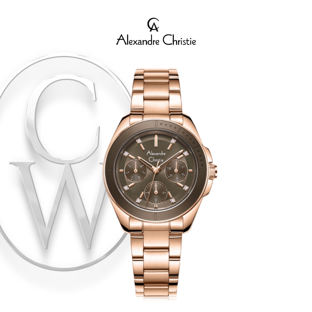 Jam Tangan Wanita Alexandre Christie AC 2A68 BFBRGBO Rantai Sporty Multifungsi Casual Semi Formal bu