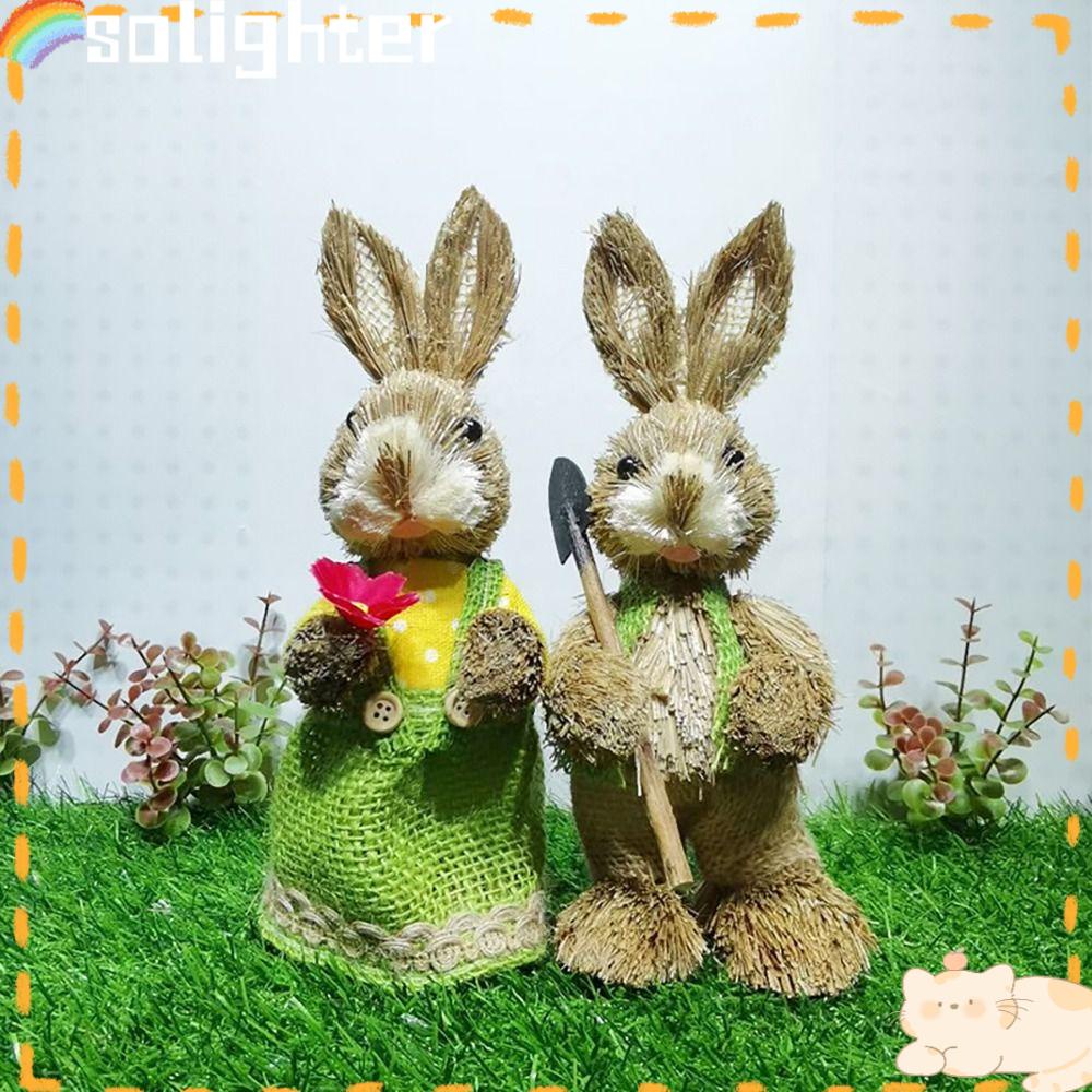 Solighter Jerami Kelinci Lucu DIY Bunny Dekorasi Perlengkapan Pesta Ornamen Taman Hadiah Hadiah Hadiah Ulang Tahun