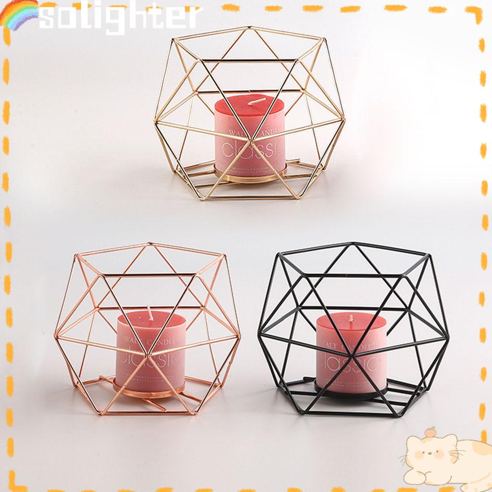 Solighter Candlestick Kreatif Berongga Keluar Logam Tempat Lilin