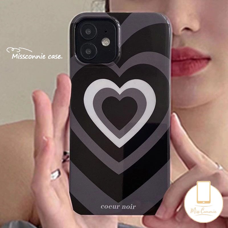 IPHONE Ins Gradiasi Cinta Hati Ponsel Case Kompatibel Untuk Iphone11 12 14 13 Pro Max7 8 Plus XR X XS Max SE 2020 Lembut Tpu Glossy Halus Penutup Belakang