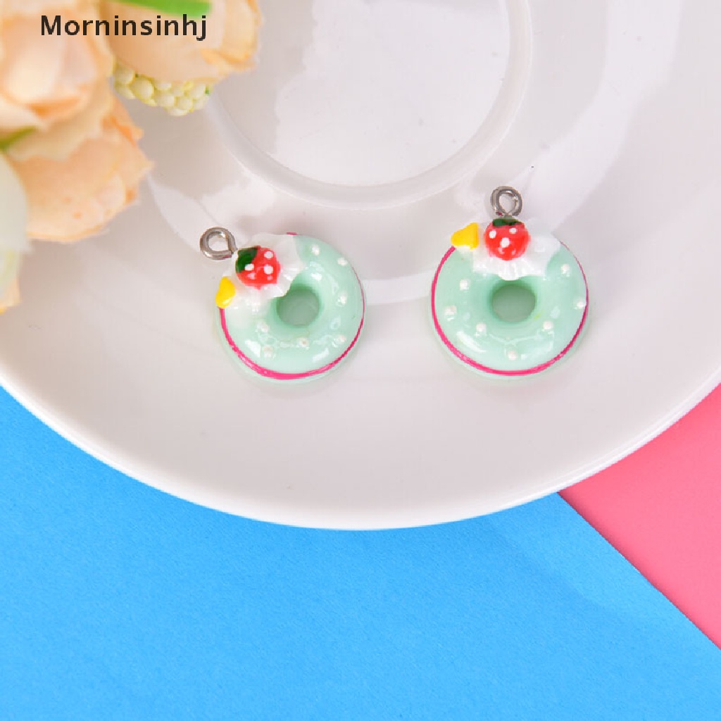 Mornin 10Pcs/Set Liontin Donat Makanan Mini Dekorasi DIY Temuan Perhiasan Ch id